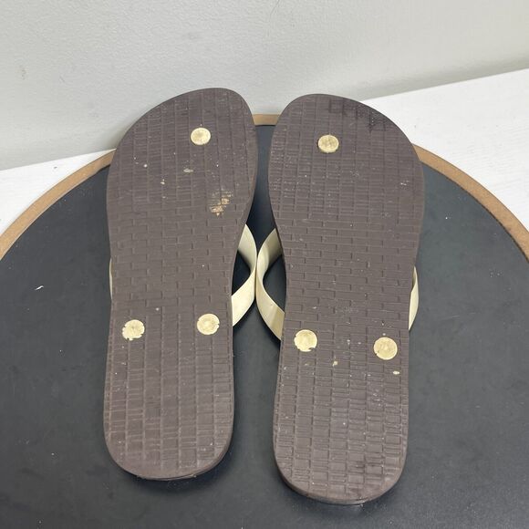 Tory Burch Women Shoes Brown Beige 10 M Toe Post Thong Flip Flop Beach Sandals - Picture 6 of 8
